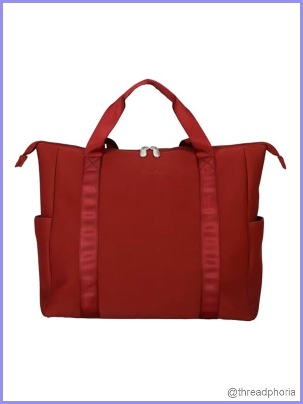 Zip Top Tote Bag Travel Work Carry On Shoulder Bag Polyester Neoprene